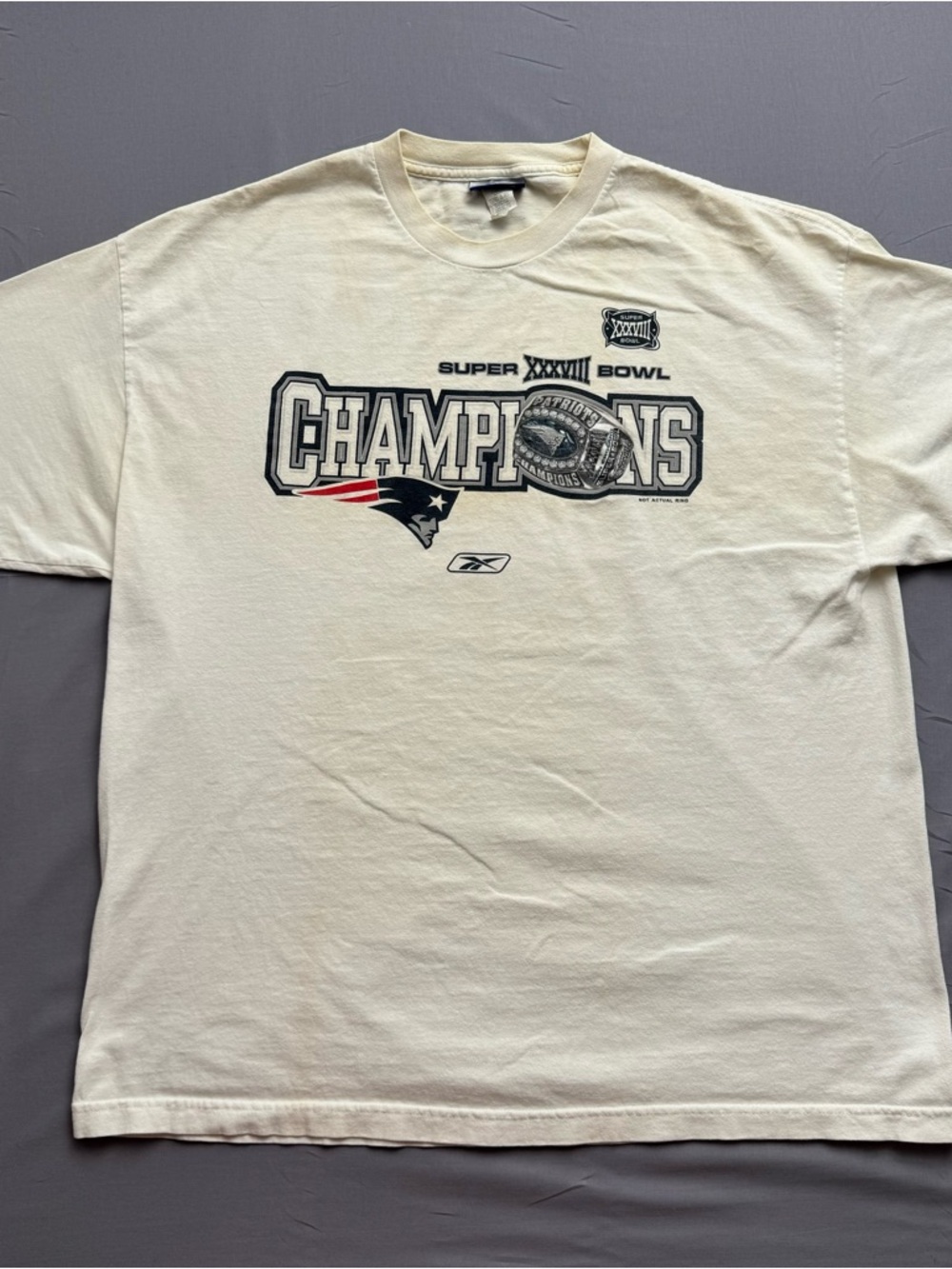 Vintage Reebok New England Patriots‎ Super Bowl XXXVIII Shirt XL White NFL